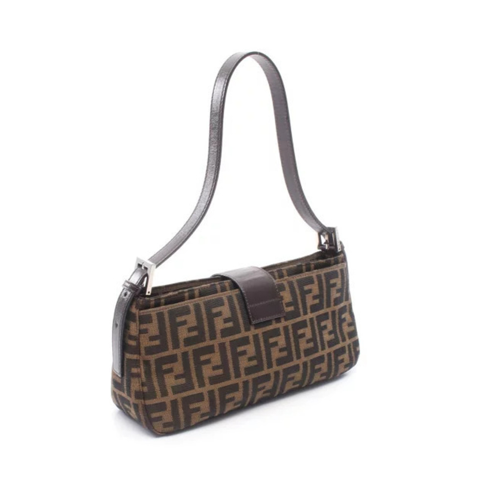 Fendi Leather Zucca Bag Brown Shoulder Bucket Canvas Mamma Brown